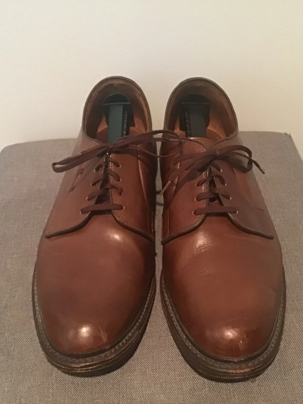 Allen Edmonds Leeds dark brown plain toe blucher shoes size 11 wide